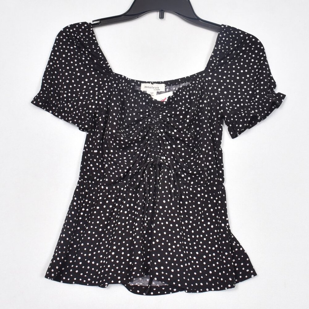 Monteau Black Polka Dot Women's Top Size M New with Tag